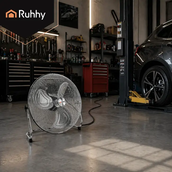 Ruhhy Vloerventilator 50 cm 130 W met aluminium bladen 3 snelheden kogellagers en stevige basis voor droge ruimtes