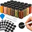 Ruhhy Kruidenpotjes set 24 stuks van glas 120 ml met 2-in-1 doseerdoppen, 72 labels, trechter, marker en reinigingsborstels