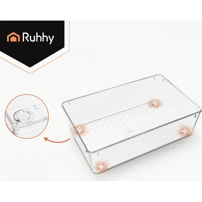 Ruhhy Lade-organizer 25-delig transparant met stapelbare bakjes in 4 formaten voor bureau keuken make-up lade en kantoorla