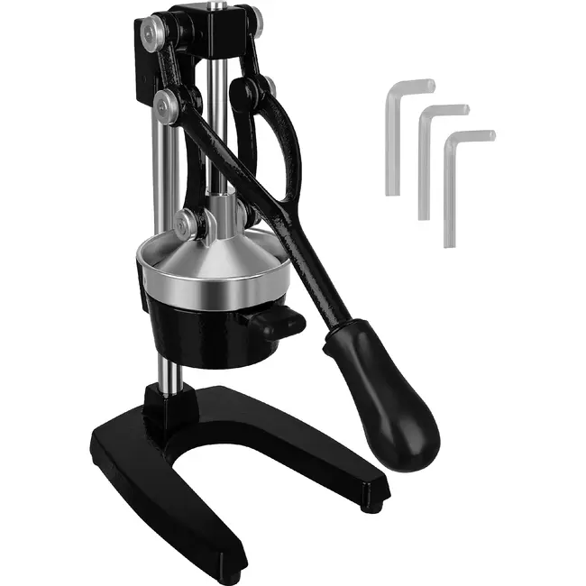 Ruhhy Handmatige citruspers 40 cm met stevige metalen constructie, lange hefboom, antislipvoet, losse zeef en kom voor sap