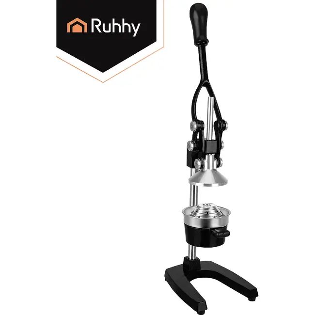 Ruhhy Handmatige citruspers 40 cm met stevige metalen constructie, lange hefboom, antislipvoet, losse zeef en kom voor sap