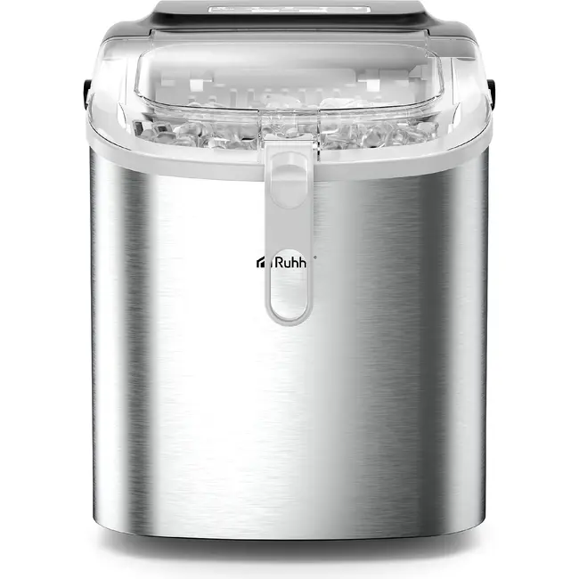 Ruhhy Ijsblokjesmachine 1,2 L zilver met ijsschep 12 kg per dag en 2 ijsblokjesmaten