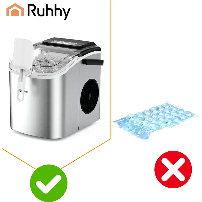 Ruhhy Ijsblokjesmachine 1,2 L zilver met ijsschep 12 kg per dag en 2 ijsblokjesmaten