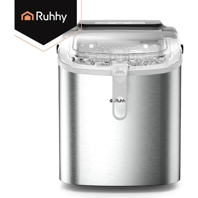 Ruhhy Ijsblokjesmachine 1,2 L zilver met ijsschep 12 kg per dag en 2 ijsblokjesmaten