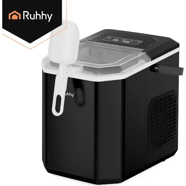 Ruhhy IJsblokjesmachine 1,2 l zwart met compressor, 2 ijsformaten en cyclus van 6 tot 13 min