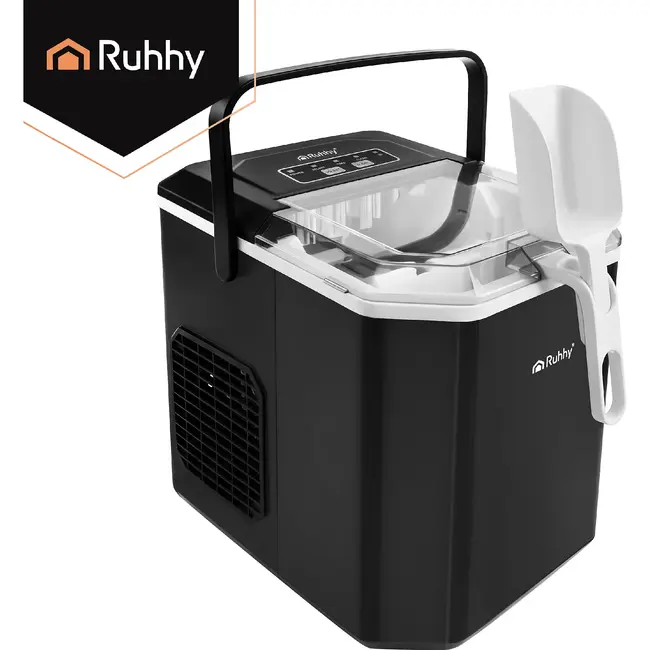 Ruhhy IJsblokjesmachine 1,2 l zwart met compressor, 2 ijsformaten en cyclus van 6 tot 13 min