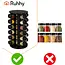 Ruhhy Kruidenpotjesset 20 stuks met 360° draaibare houder, glazen potjes van 90 ml, stickers, stift en siliconen trechter