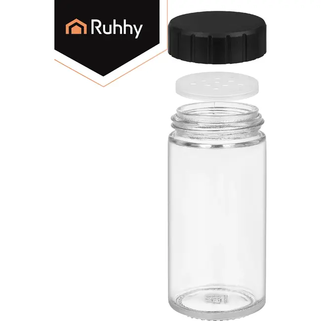 Ruhhy Kruidenpotjesset 20 stuks met 360° draaibare houder, glazen potjes van 90 ml, stickers, stift en siliconen trechter