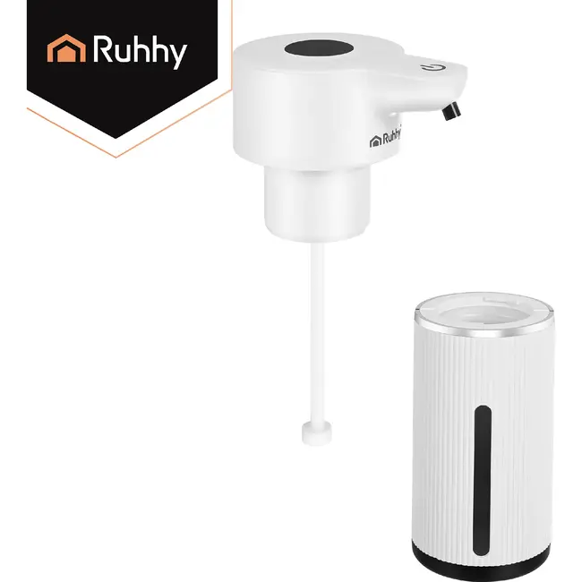 Ruhhy Automatische zeepdispenser 420 ml wit met 4 doseerniveaus, sensor en USB-C opladen