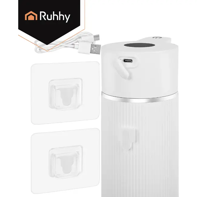 Ruhhy Automatische zeepdispenser 420 ml wit met 4 doseerniveaus, sensor en USB-C opladen