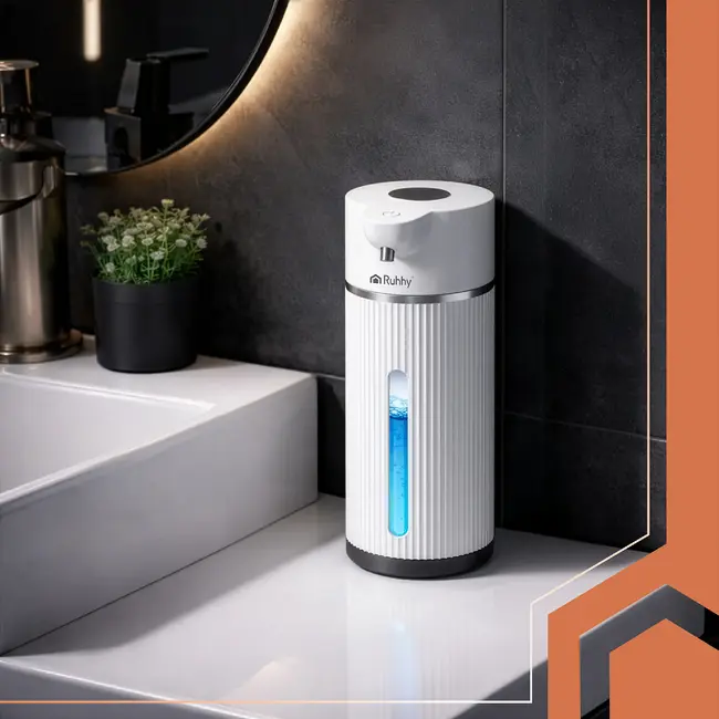 Ruhhy Automatische zeepdispenser 420 ml wit met 4 doseerniveaus, sensor en USB-C opladen
