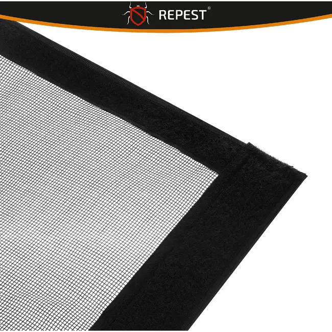 Repest Magnetisch vliegengordijn 100 x 210 cm zwart met klittenbandmontage voor deuren