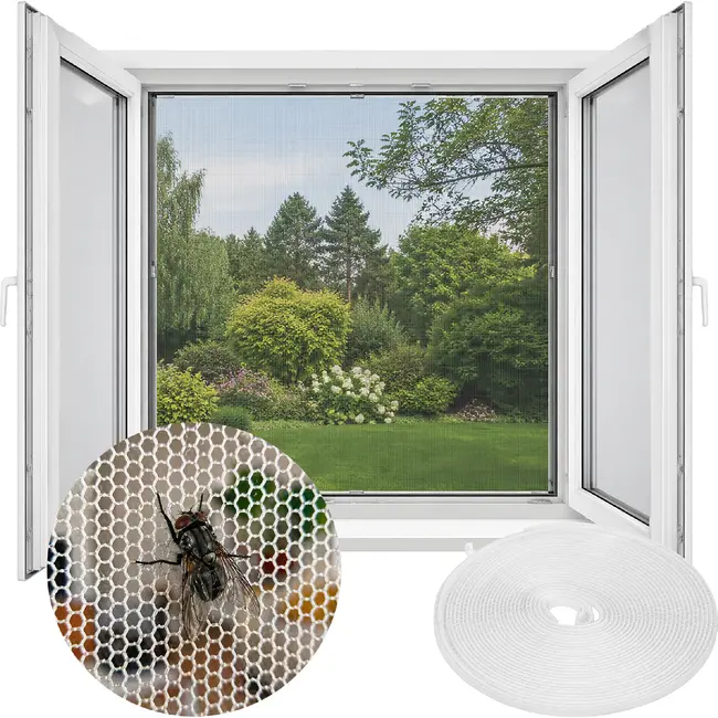Repest Raamhor 160 x 130 cm wit met polyester gaas, klittenband van 5 m en op maat knipbaar netjes