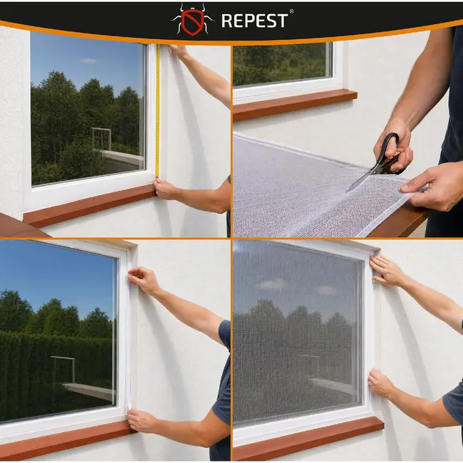 Repest Raamhor 160 x 130 cm wit met polyester gaas, klittenband van 5 m en op maat knipbaar netjes