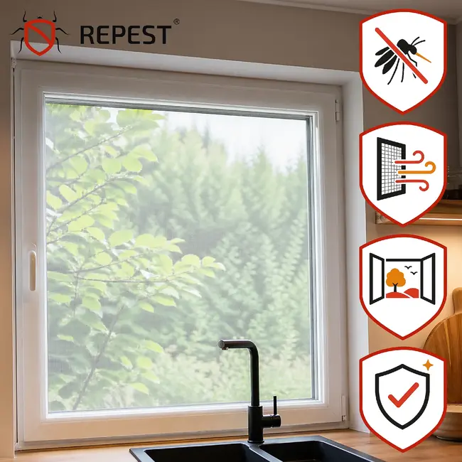 Repest Raamhor 160 x 130 cm wit met polyester gaas, klittenband van 5 m en op maat knipbaar netjes