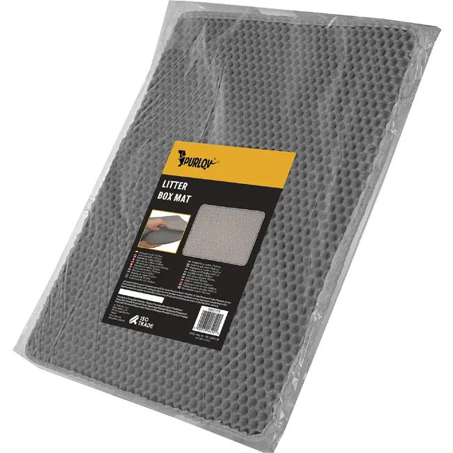 Purlov Grijze kattenbakmat 75 x 55 cm met antislip bodem en open opvangpocket
