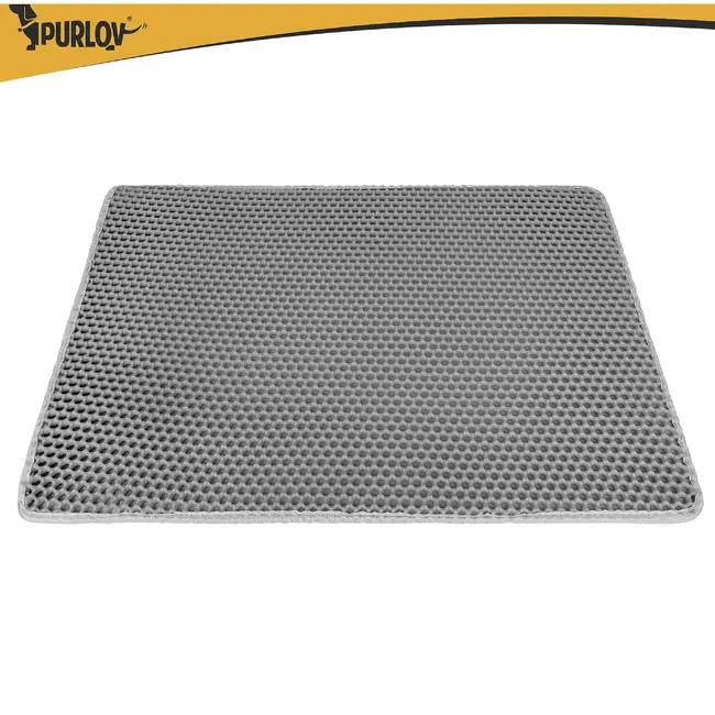 Purlov Grijze kattenbakmat 75 x 55 cm met antislip bodem en open opvangpocket