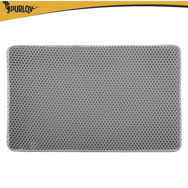 Purlov Grijze kattenbakmat 75 x 55 cm met antislip bodem en open opvangpocket