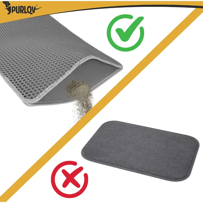 Purlov Grijze kattenbakmat 75 x 55 cm met antislip bodem en open opvangpocket