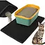 Purlov Kattenbakmat 75 x 55 cm zwart met honingraatstructuur antislip en openklapbare pocket
