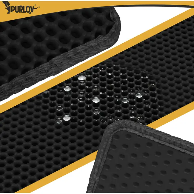 Purlov Kattenbakmat 75 x 55 cm zwart met honingraatstructuur antislip en openklapbare pocket