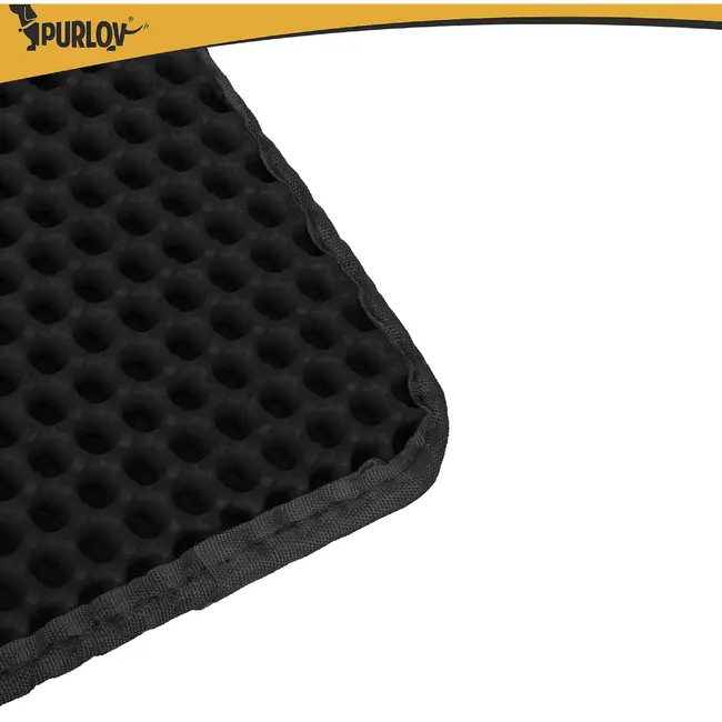 Purlov Kattenbakmat 75 x 55 cm zwart met honingraatstructuur antislip en openklapbare pocket