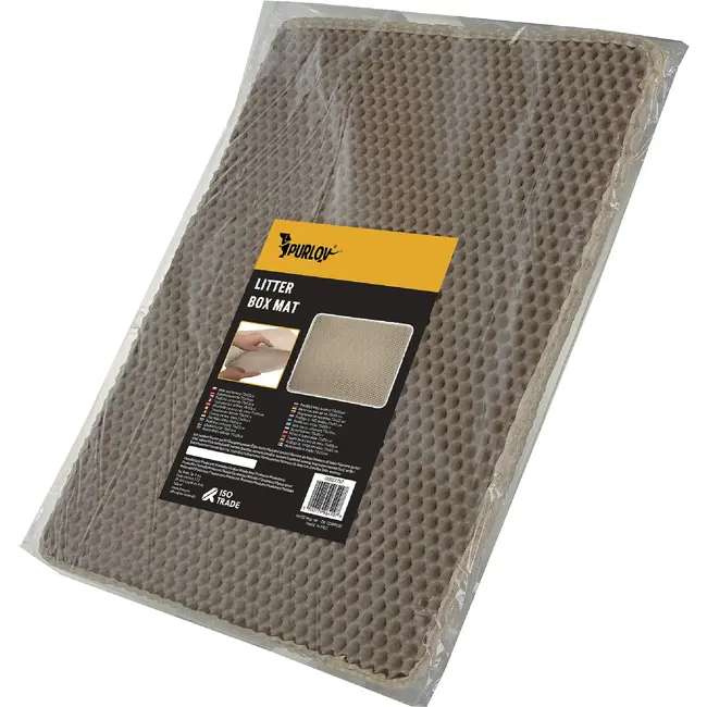 Purlov Kattenbakmat 75 x 55 cm beige van EVA schuim met antislip bodem en opvanglaag voor kattenbak