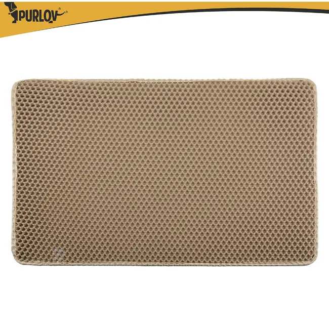 Purlov Kattenbakmat 75 x 55 cm beige van EVA schuim met antislip bodem en opvanglaag voor kattenbak