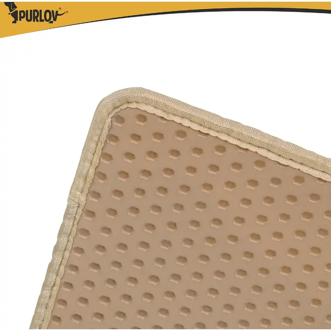 Purlov Kattenbakmat 75 x 55 cm beige van EVA schuim met antislip bodem en opvanglaag voor kattenbak