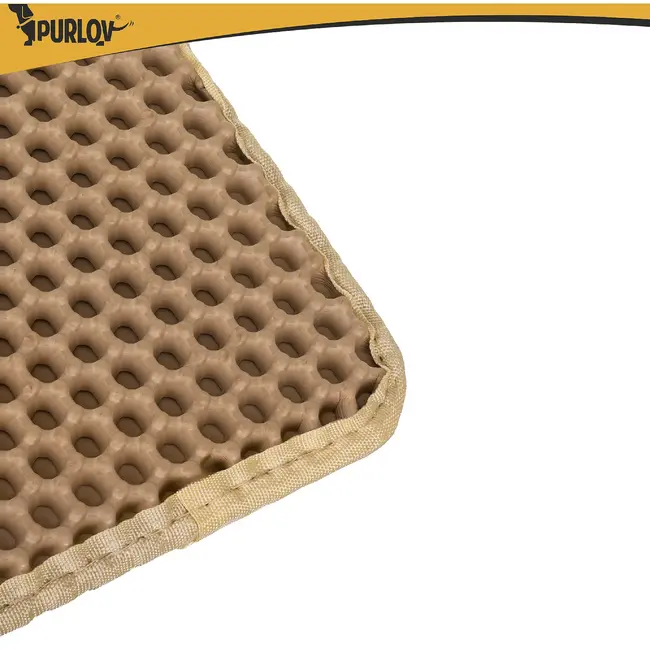 Purlov Kattenbakmat 60 x 45 cm beige met honingraatstructuur, opvangvak en stevige antislip bodem