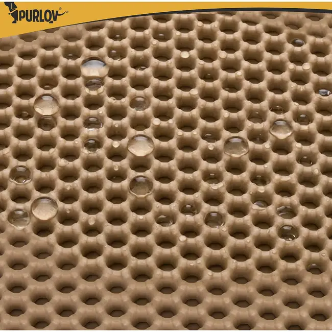Purlov Kattenbakmat 60 x 45 cm beige met honingraatstructuur, opvangvak en stevige antislip bodem