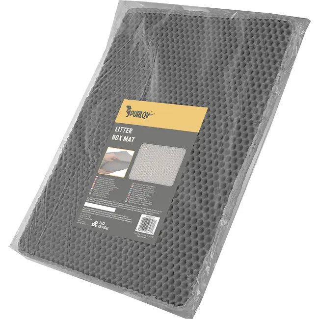 Purlov Kattenbakmat 60 x 45 cm grijs met tweelaagse honingraatstructuur voor minder grit in hu