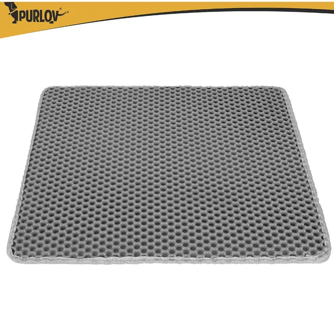 Purlov Kattenbakmat 60 x 45 cm grijs met tweelaagse honingraatstructuur voor minder grit in hu