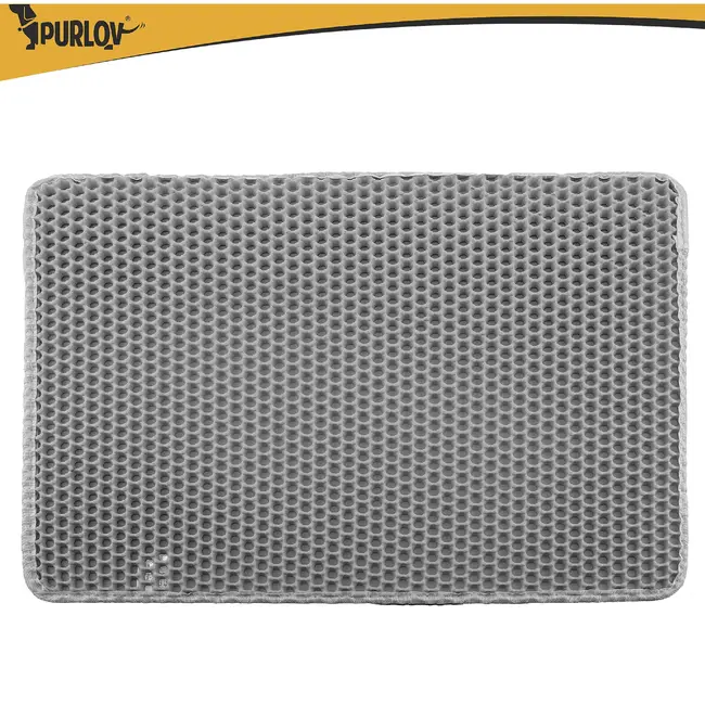 Purlov Kattenbakmat 60 x 45 cm grijs met tweelaagse honingraatstructuur voor minder grit in hu