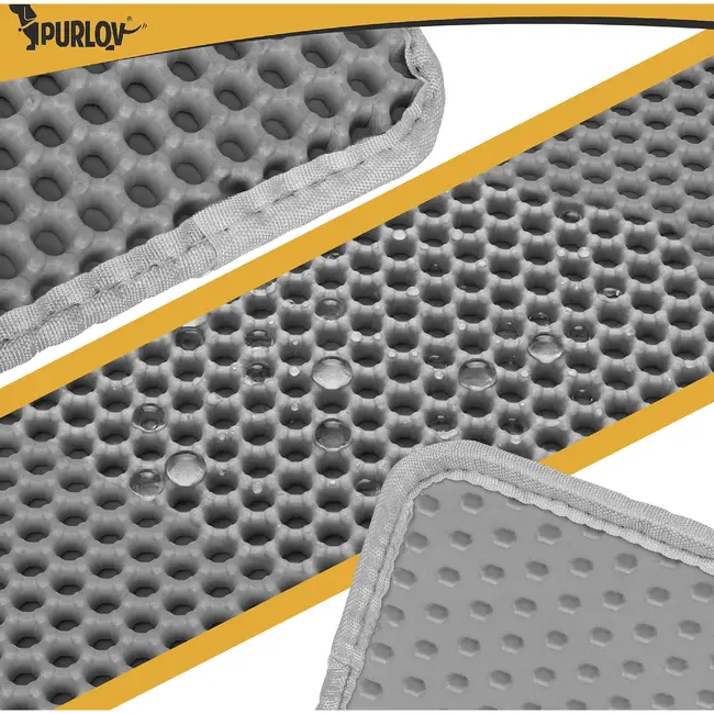 Purlov Kattenbakmat 60 x 45 cm grijs met tweelaagse honingraatstructuur voor minder grit in hu