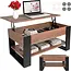 Kruzzel Salontafel 92 x 51 x 47 cm met liftbaar blad, verborgen opbergvak, onderplank en metalen constructie voor woonkamer