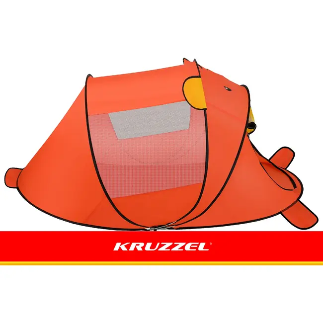 Kruzzel Kinder strandtent beer 180 x 95 x 82 cm met zelfuitvouwende constructie, mesh panelen, rits en transporthoes