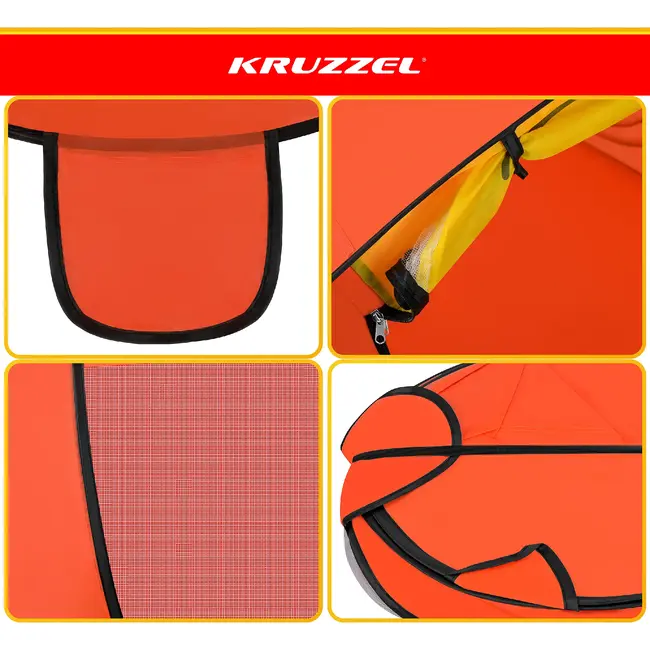 Kruzzel Kinder strandtent beer 180 x 95 x 82 cm met zelfuitvouwende constructie, mesh panelen, rits en transporthoes