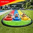 Kruzzel Waterglijbaan met fontein 480 x 210 cm, 3 banen, 3 opblaasbare glijplankjes, ankers en reparatiepatches