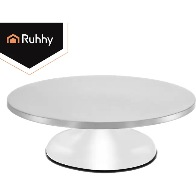 Ruhhy Metalen draaiplateau voor taarten 30 cm met 360° rotatie, antislipbasis en draagvermogen tot 20 kg voor decoreren