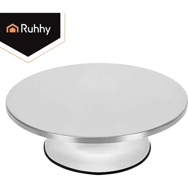 Ruhhy Metalen draaiplateau voor taarten 30 cm met 360° rotatie, antislipbasis en draagvermogen tot 20 kg voor decoreren