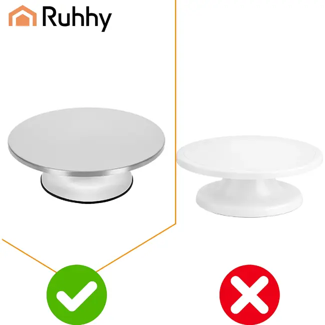Ruhhy Metalen draaiplateau voor taarten 30 cm met 360° rotatie, antislipbasis en draagvermogen tot 20 kg voor decoreren