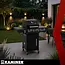 Kaminer Gasbarbecue 2+1 10 kW zwart met zijbrander, glazen deksel, gietijzeren rooster, rotisserie, LED-knoppen en hoes