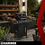 Kaminer Gasbarbecue 2+1 10 kW zwart met zijbrander, glazen deksel, gietijzeren rooster, rotisserie, LED-knoppen en hoes