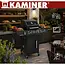 Kaminer Gasbarbecue 2+1 10 kW zwart met zijbrander, glazen deksel, gietijzeren rooster, rotisserie, LED-knoppen en hoes