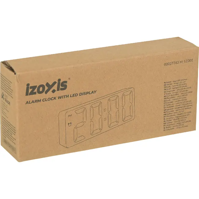 Izoxis Kleurrijke LED wekker met 34 leds, alarm, snooze, datum, temperatuur, 12/24 uurs formaat, nachtmodus en USB batterijvoeding