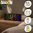 Izoxis Kleurrijke LED wekker met 34 leds, alarm, snooze, datum, temperatuur, 12/24 uurs formaat, nachtmodus en USB batterijvoeding