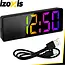 Izoxis Kleurrijke LED wekker met 34 leds, alarm, snooze, datum, temperatuur, 12/24 uurs formaat, nachtmodus en USB batterijvoeding