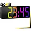 Izoxis Kleurrijke LED wekker met 34 leds, alarm, snooze, datum, temperatuur, 12/24 uurs formaat, nachtmodus en USB batterijvoeding