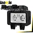 Izoxis Dubbel buitenstopcontact IP66 230 tot 250 V met 2 aansluitingen, ABS behuizing, klep en opbouwmontage voor tuin